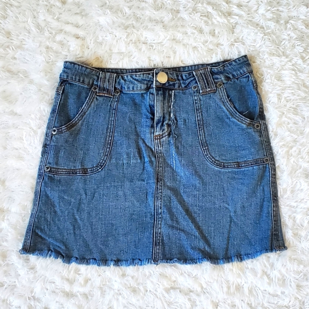 Y2K Vintage Distressed Blue Jean Skirt, Size 11/12
